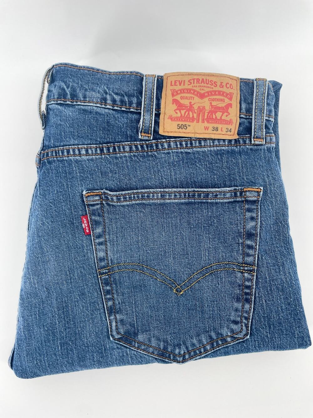 Levi’s 505 Straight Leg Jeans Men’s 38x34 Medium Wash Regular Fit Flex Waist